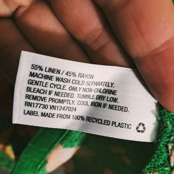 Tabitha Brown Target‎ Linen Blend Button Up Top Small Green Citrus Botanical - Picture 8 of 9